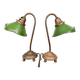 Pair of Unique 1920's Enamel & Cast Iron Desk Lamps, Czechoslovakia