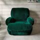 Pair of vintage armchairs in green velvet foret and chrome