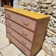 Vintage commode with 4 drawers restored – Wood veneer & soft yellow top