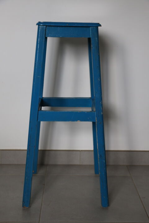 Tabouret bois bleu 1950 795mm