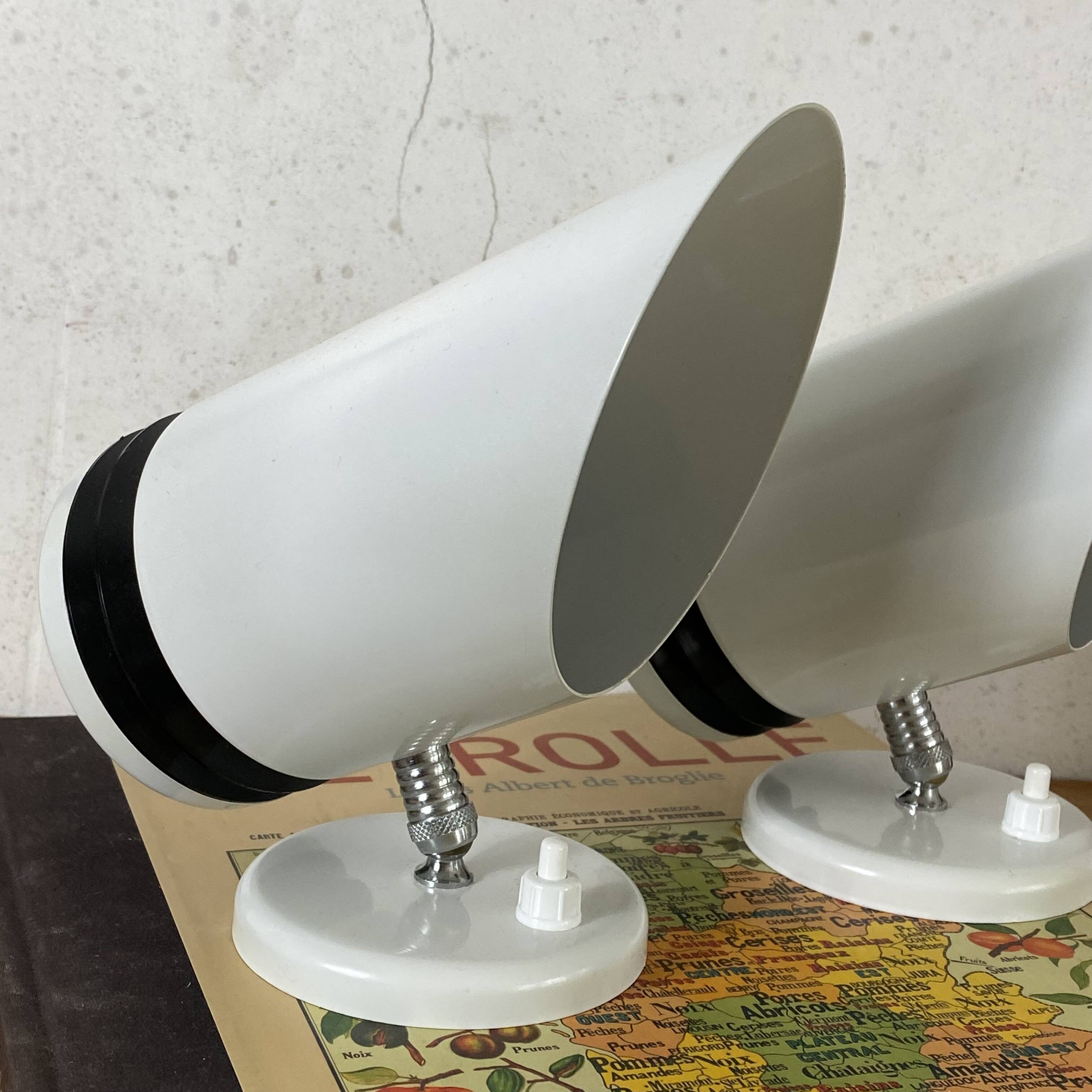 Pair of white metal wall spotlights