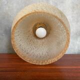 Antique Beige Frosted Glass Pendant Light 70s Art Deco Vintage