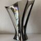 Large vintage black and white vase in ceramic and signed, from the 60s