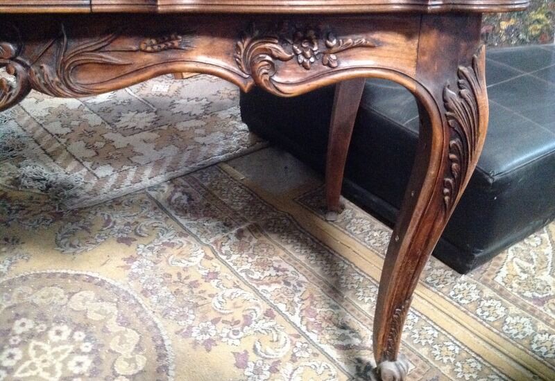 old walnut wood table in louis XV style