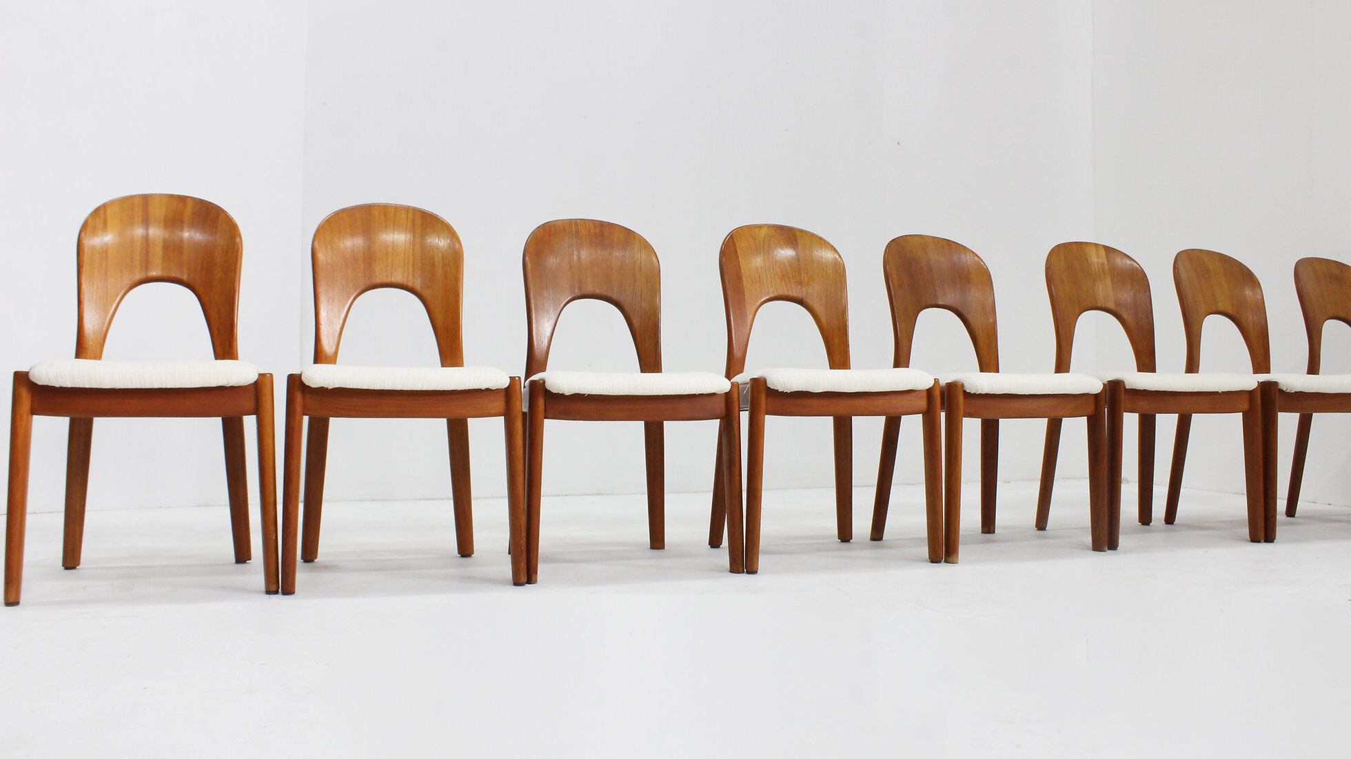 Vintage Danish dining chairs by Niels Koefoed solid teak, set of 10