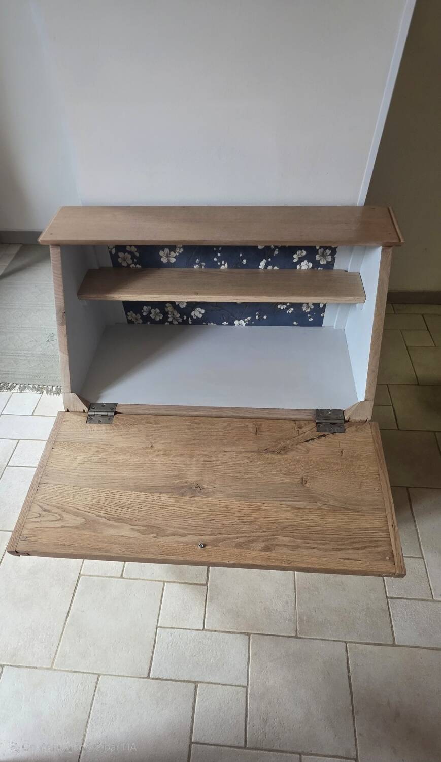 Vintage raw oak secretary