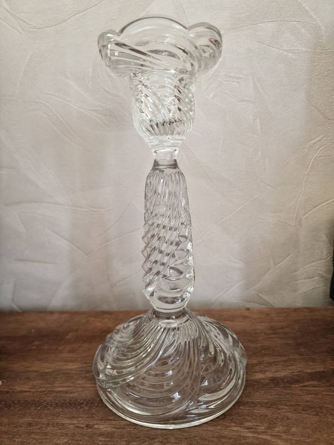 Molded glass candle holder