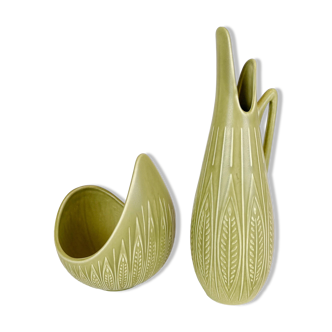 Bowl and Modern Mid-Century Ceramic Vase "Rialto" by Gunnar Nylund for Rörstrand