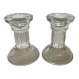Pair of molded glass candlesticks