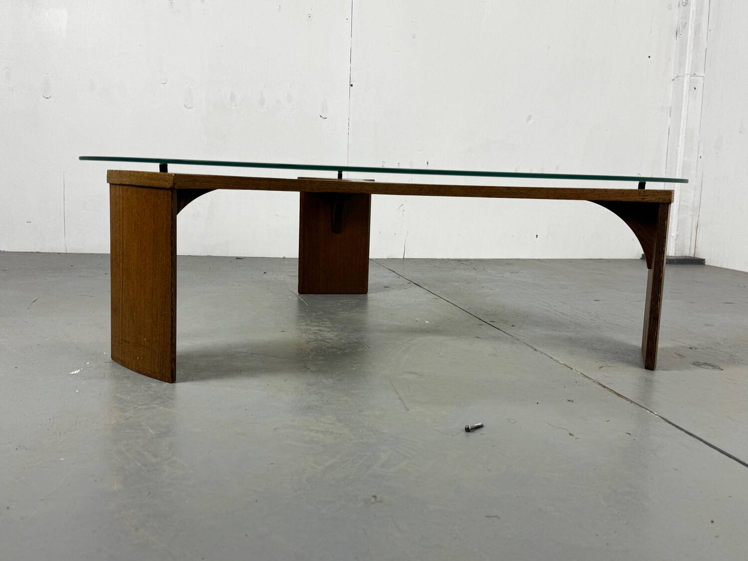 Mid-Century Modernist Wenge and Glass Round Coffee Table, 1970s