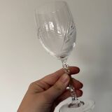 Set of 6 Engraved Crystal Wine Glasses, Spike Pattern | Vintage Elegance v