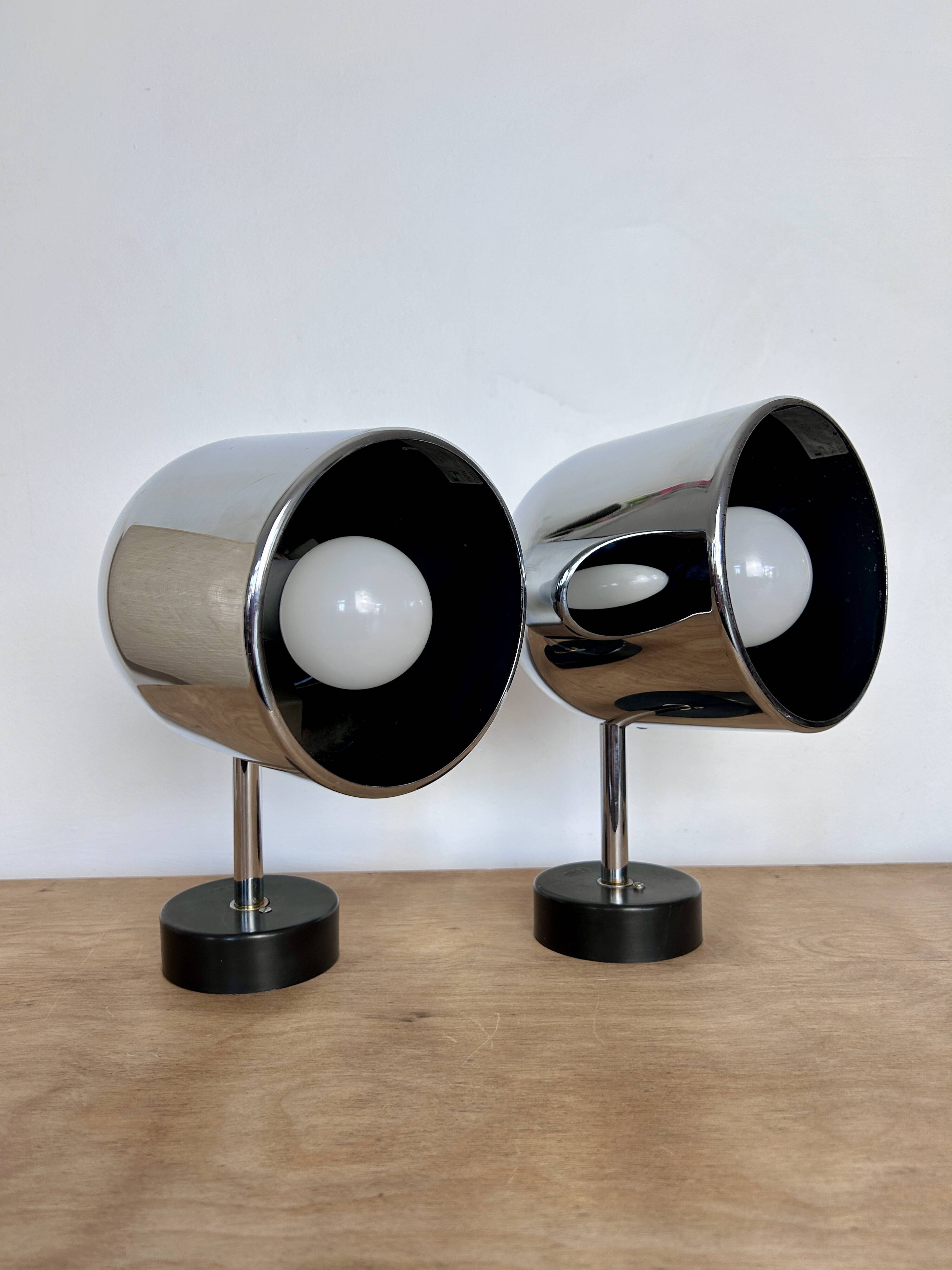 Pair of chrome Staff Leuchten wall lights - Germany 1970