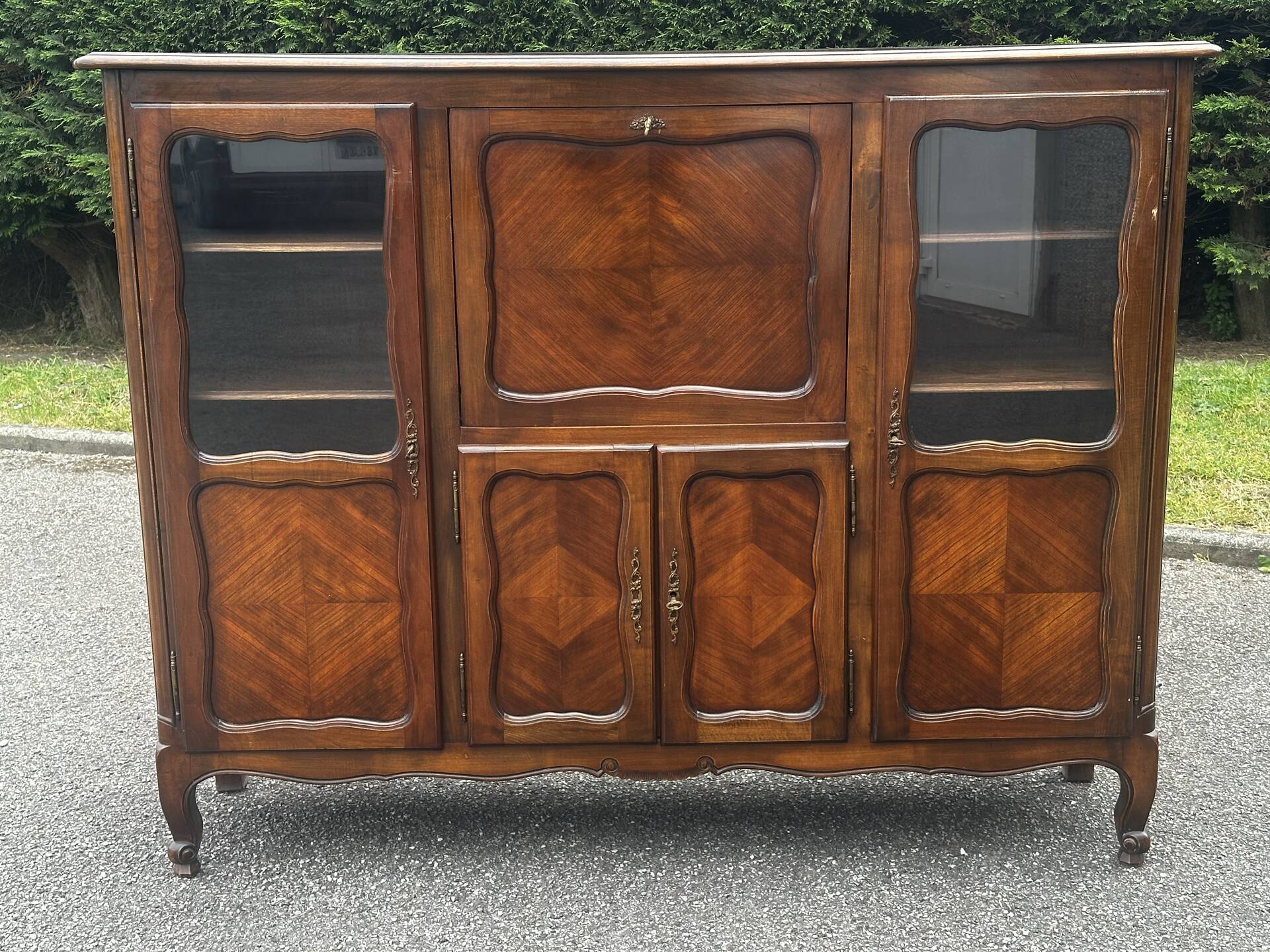 Sideboard, Louis XV style secretary in cherry wood, 1960s.
