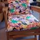 Fauteuil relax vintage en bois – coussins entièrement reconfectionnés