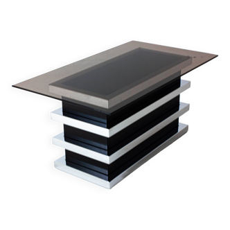 Black and chrome vintage coffee table by Belgo Chrom, 1970s