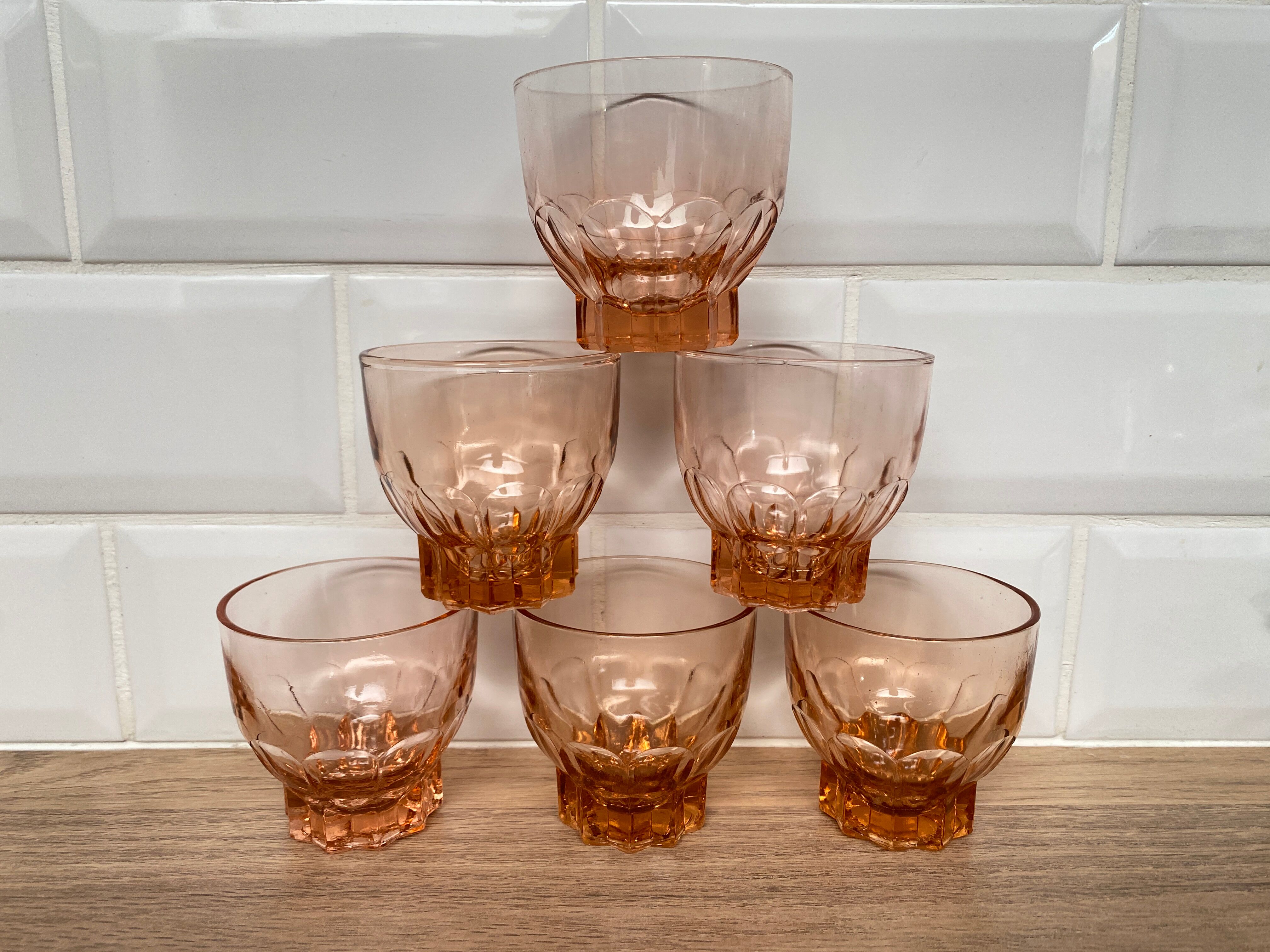 Set de 6 verres vintage Luminarc étoile rose