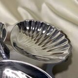Stainless steel serving platter in the shape of seashells
