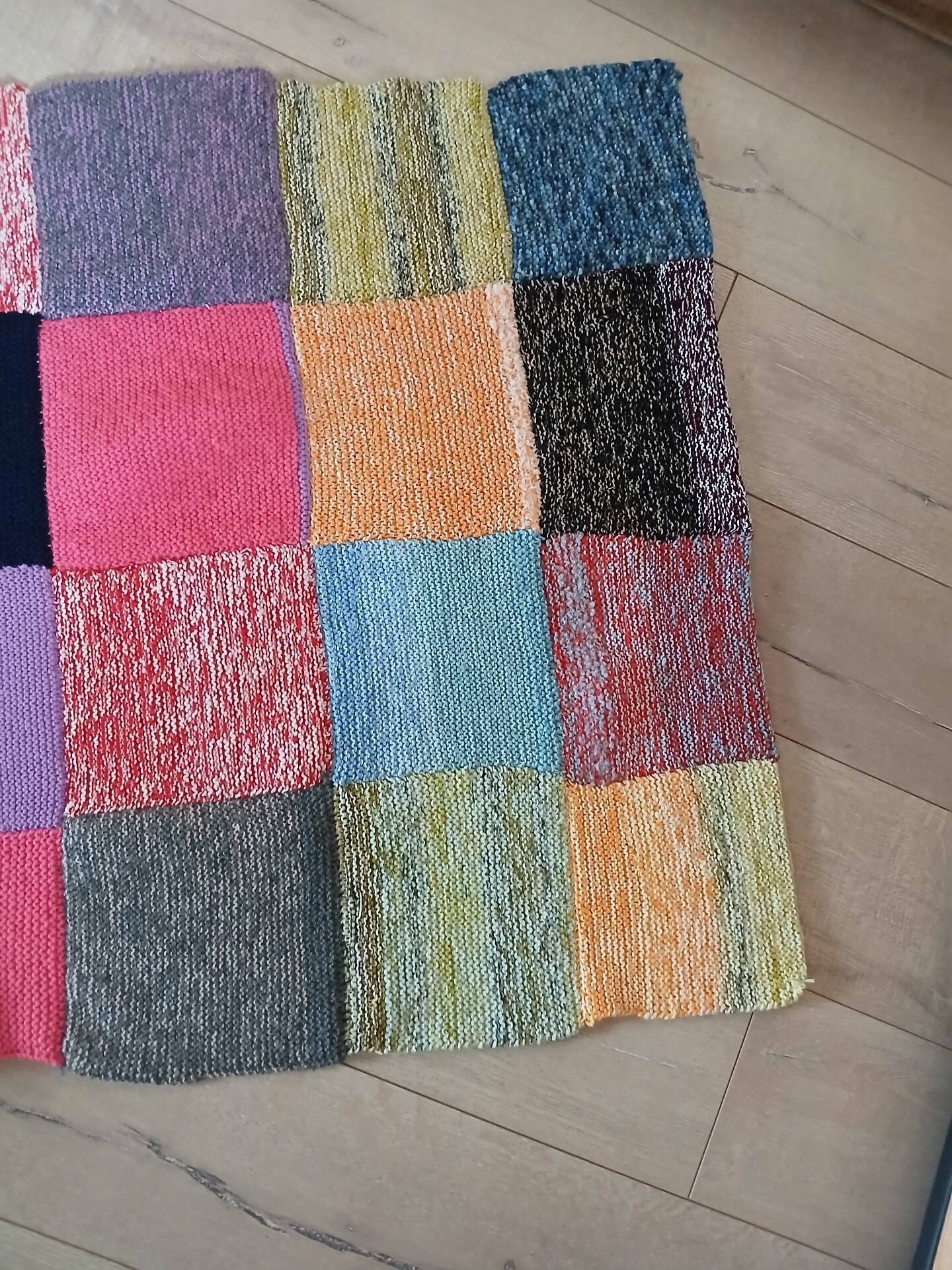 3 patchwork blankets knitted by hand
