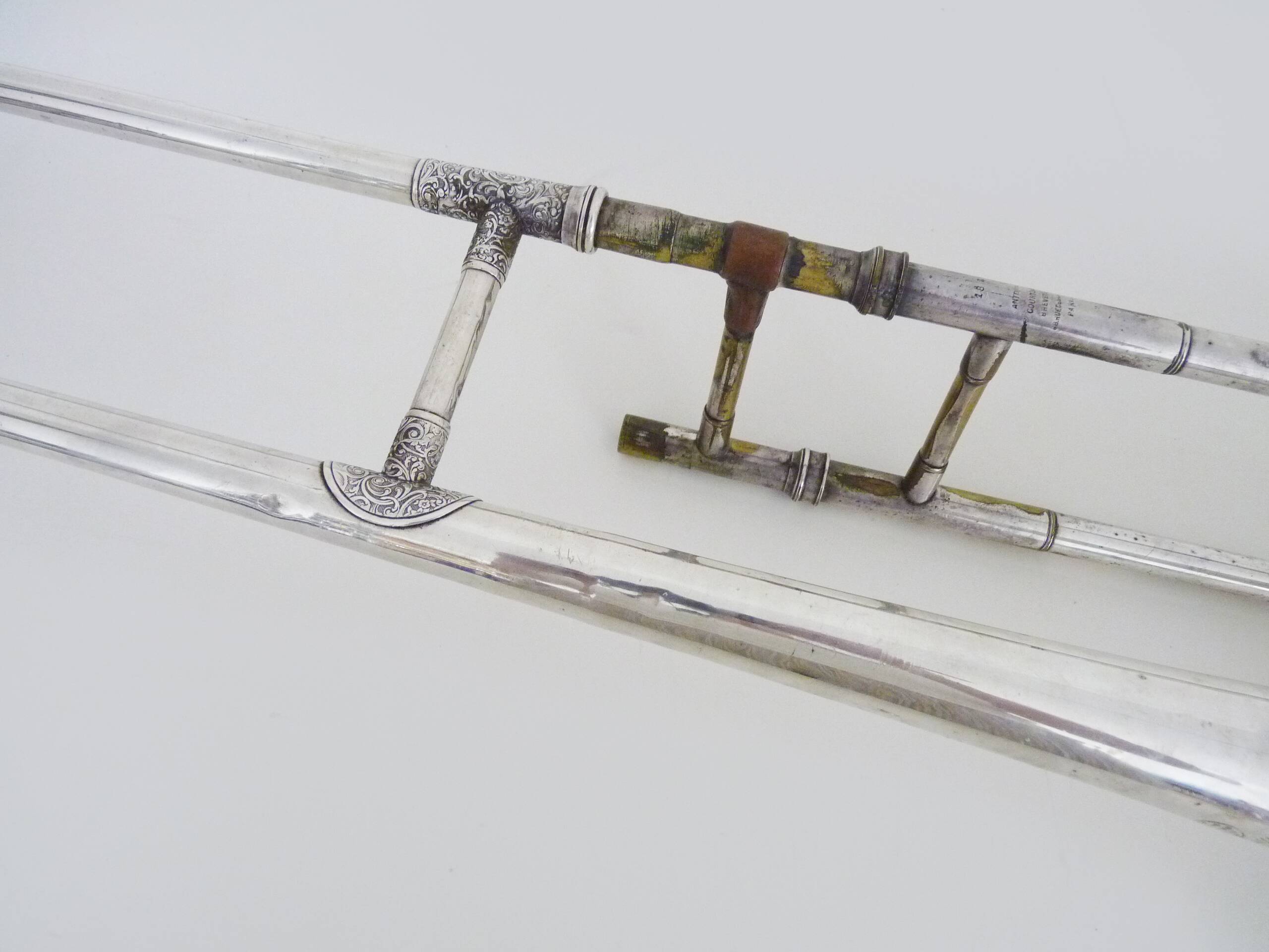 Vintage silver trombone by Antoine Courtois, Paris. 1824