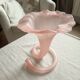 Large satin glass cornucopia vase "pâte de verre" frosted pink - Art style
