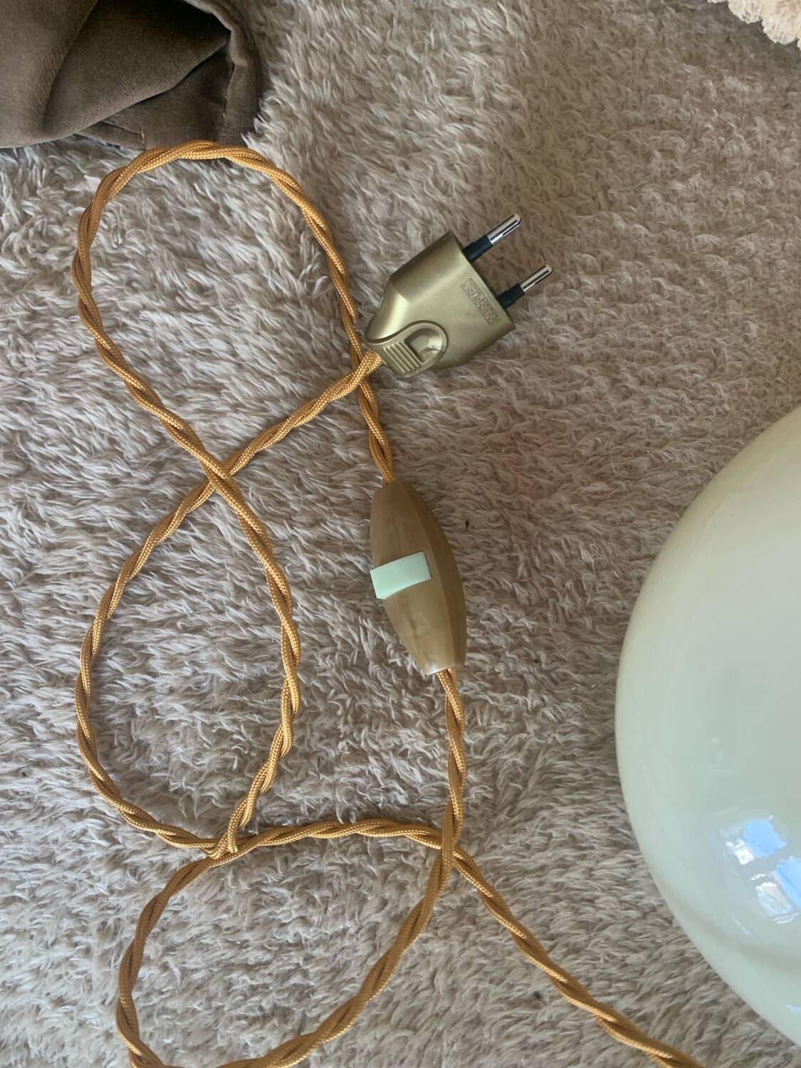 Vintage opaline globe pendant lamp / portable lamp