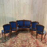 Louis XV blue velvet living room