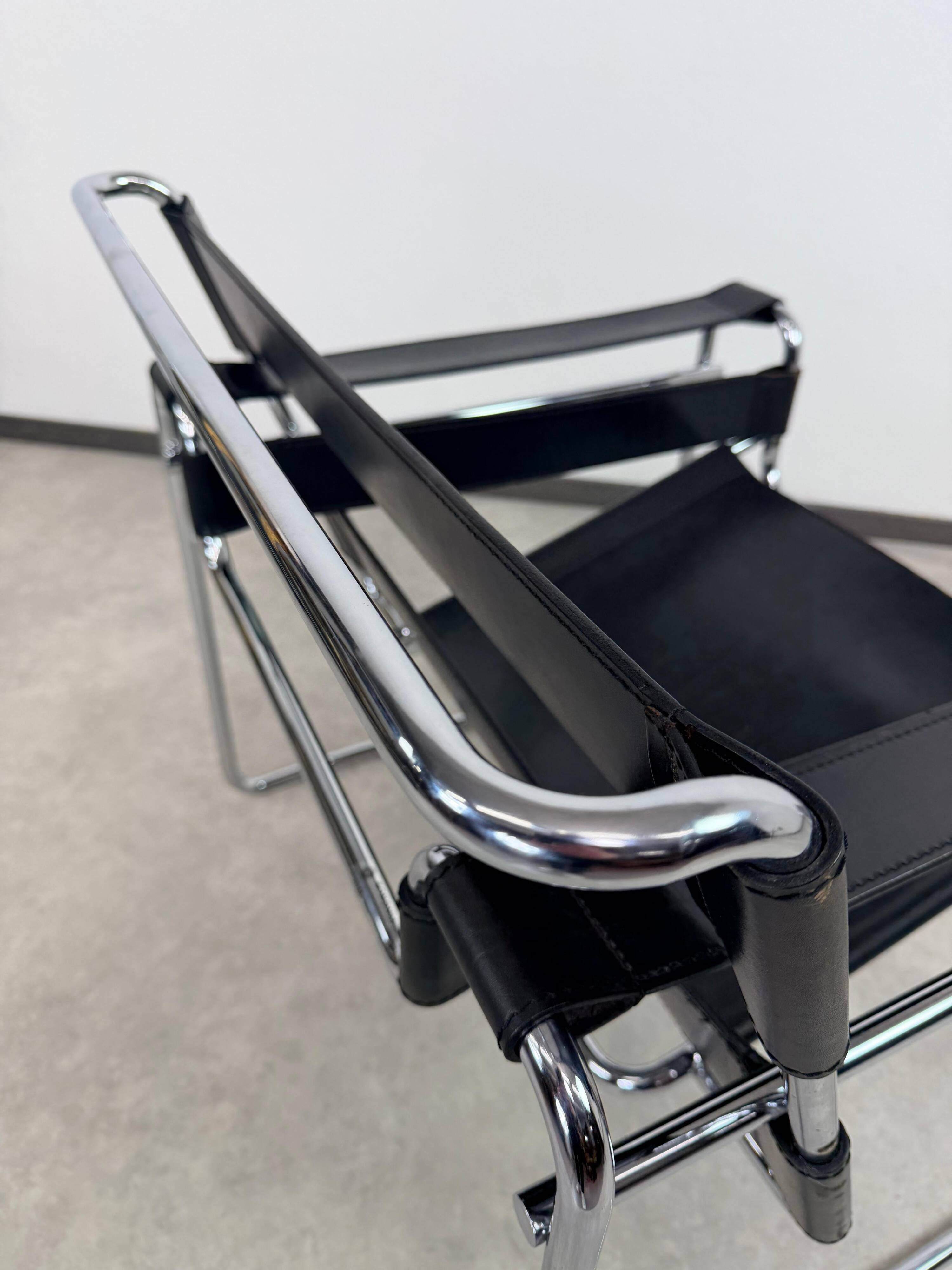 Authentic B3 "Wassily" chair by Marcel Breuer, Vintage, by Bononia, Italy