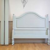 Sky blue solid oak headboard and bed frame
