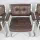 Fauteuils suédois en cuir et en aluminium du milieu du siècle par Karl Erik Ekselius pour Joc Vetlanda, set de 4