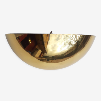 Vintage wall lamp - Half-moon - Golden metal mirror - 1970