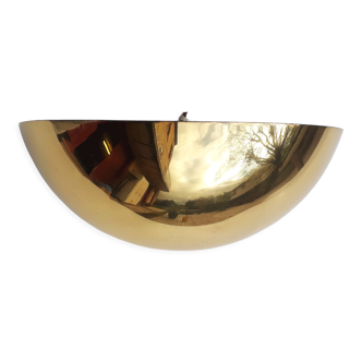 Vintage wall lamp - Half-moon - Golden metal mirror - 1970