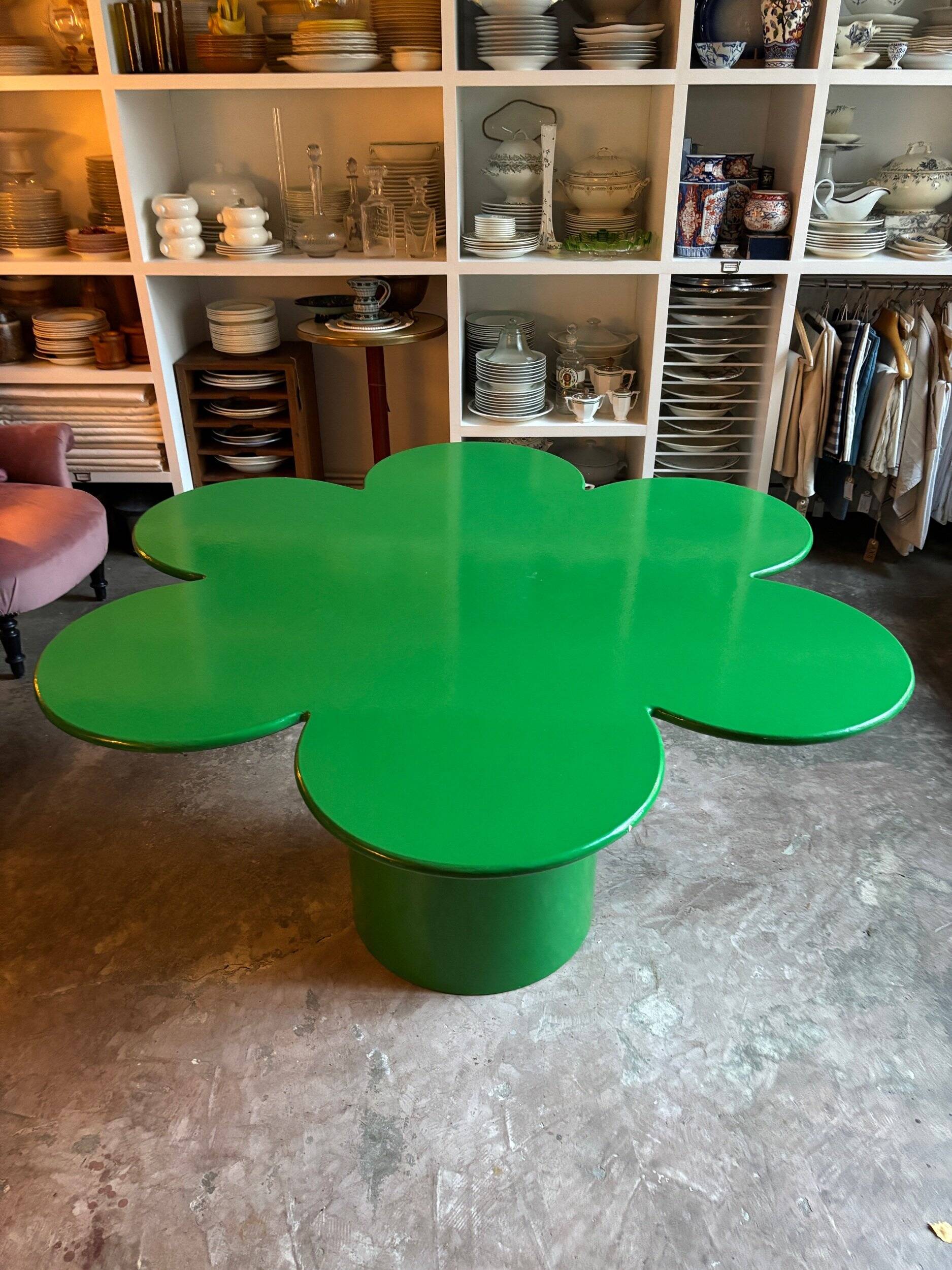 Tomotom table in wood and green metal by Bernard Holdaway, 1960