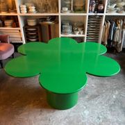 Wood and metal Tomotom table in green by Bernard Holdaway, 1960