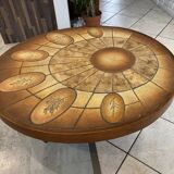 Round oval ceramic coffee table by Barrois Vallauris, 1960, herbarium model
