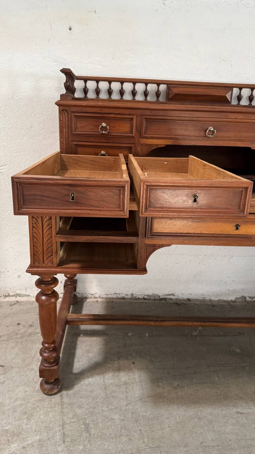 19th century walnut stepped desk
