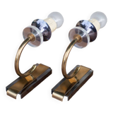 Pair of wall lamps, vintage wall lamp, two-tone brass wall lamp with lucite, lighting, decoration