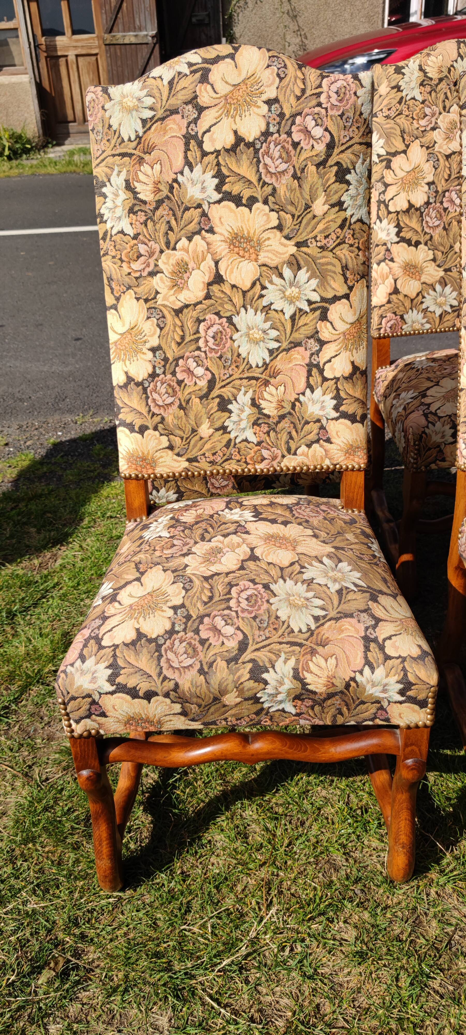 6 Louis XIV chairs in beech