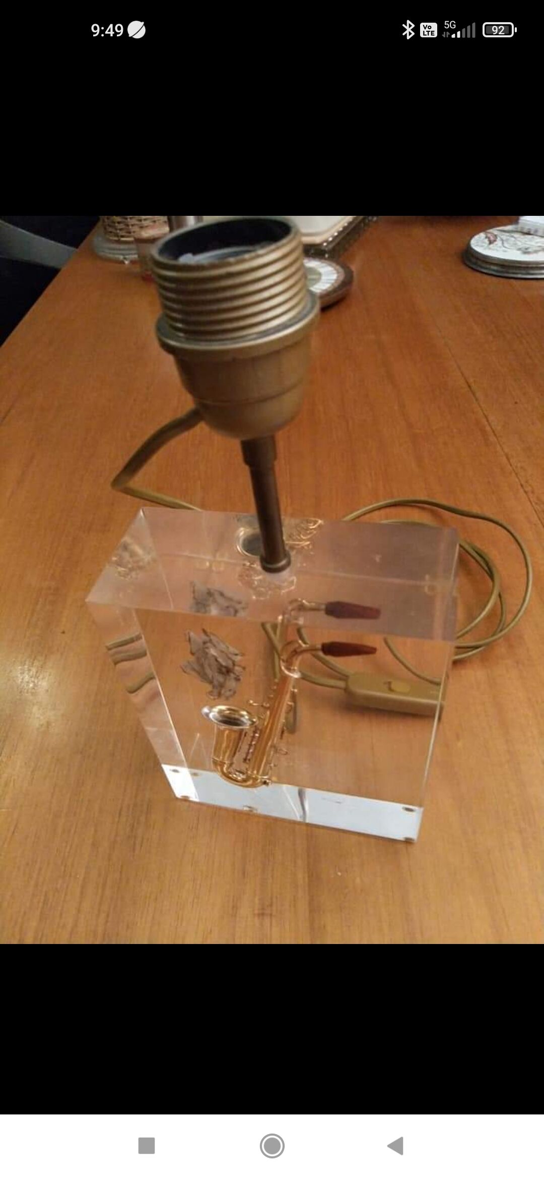 Fractal resin lamp base with inclusion by Pierre Giraudon circa 1970