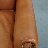 Cowhide leather wingback armchair