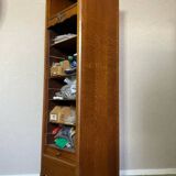 Vintage wooden curtain column storage unit