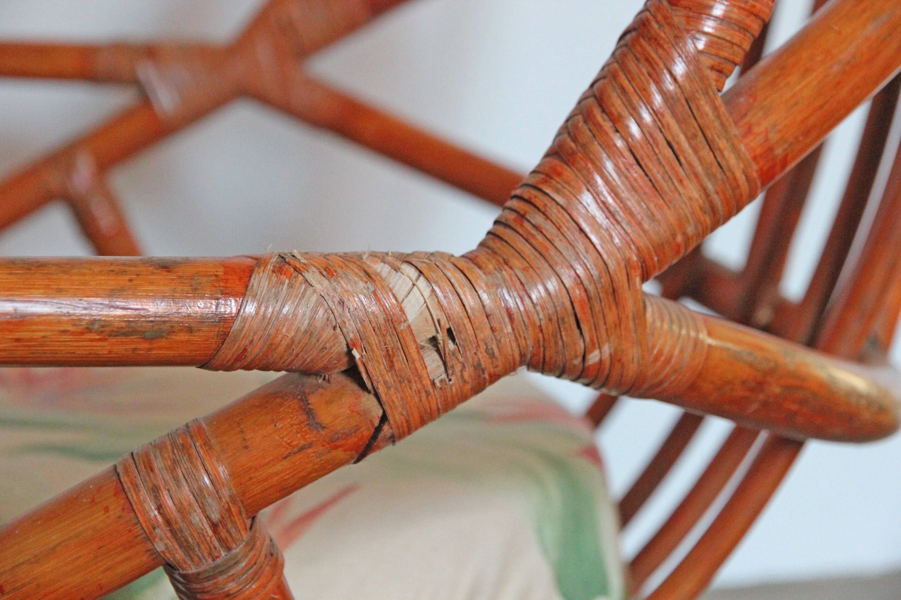 Rattan armchair, reclining and swivel, 70s