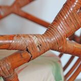 Rattan armchair, reclining and swivel, 70s