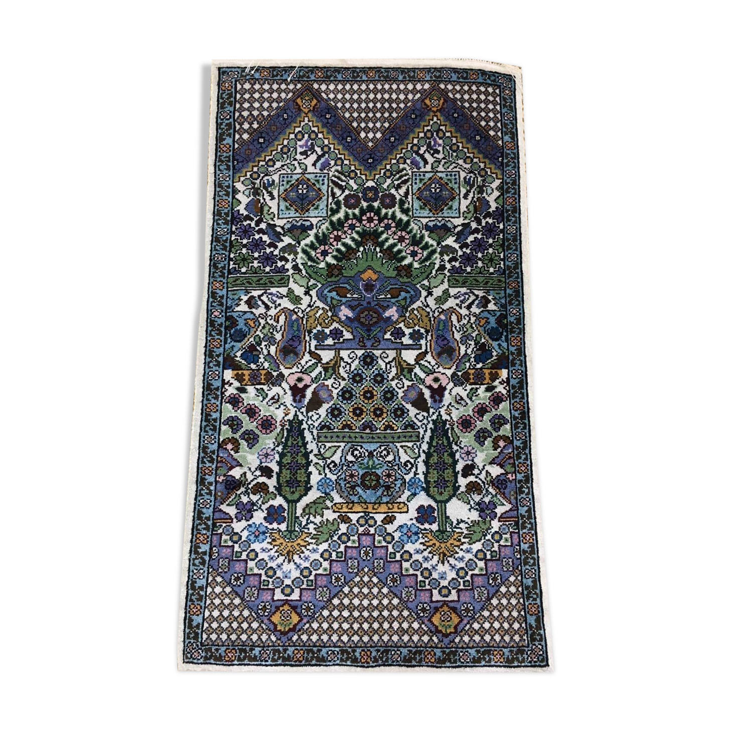 Handmade carpet in natural silk