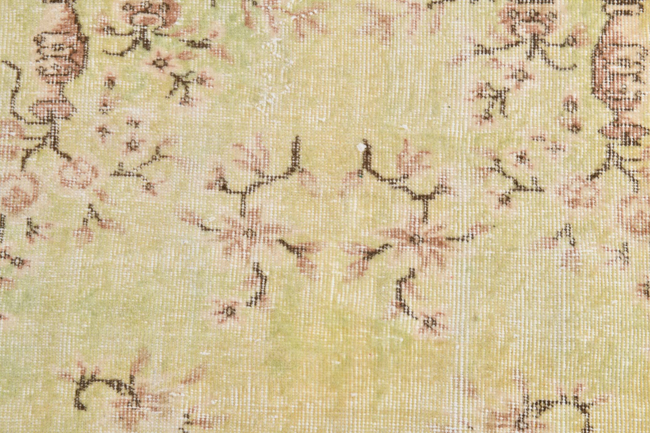 3x6 Pale Yellow & Brown Classic Turkish Rug, 110x197Cm