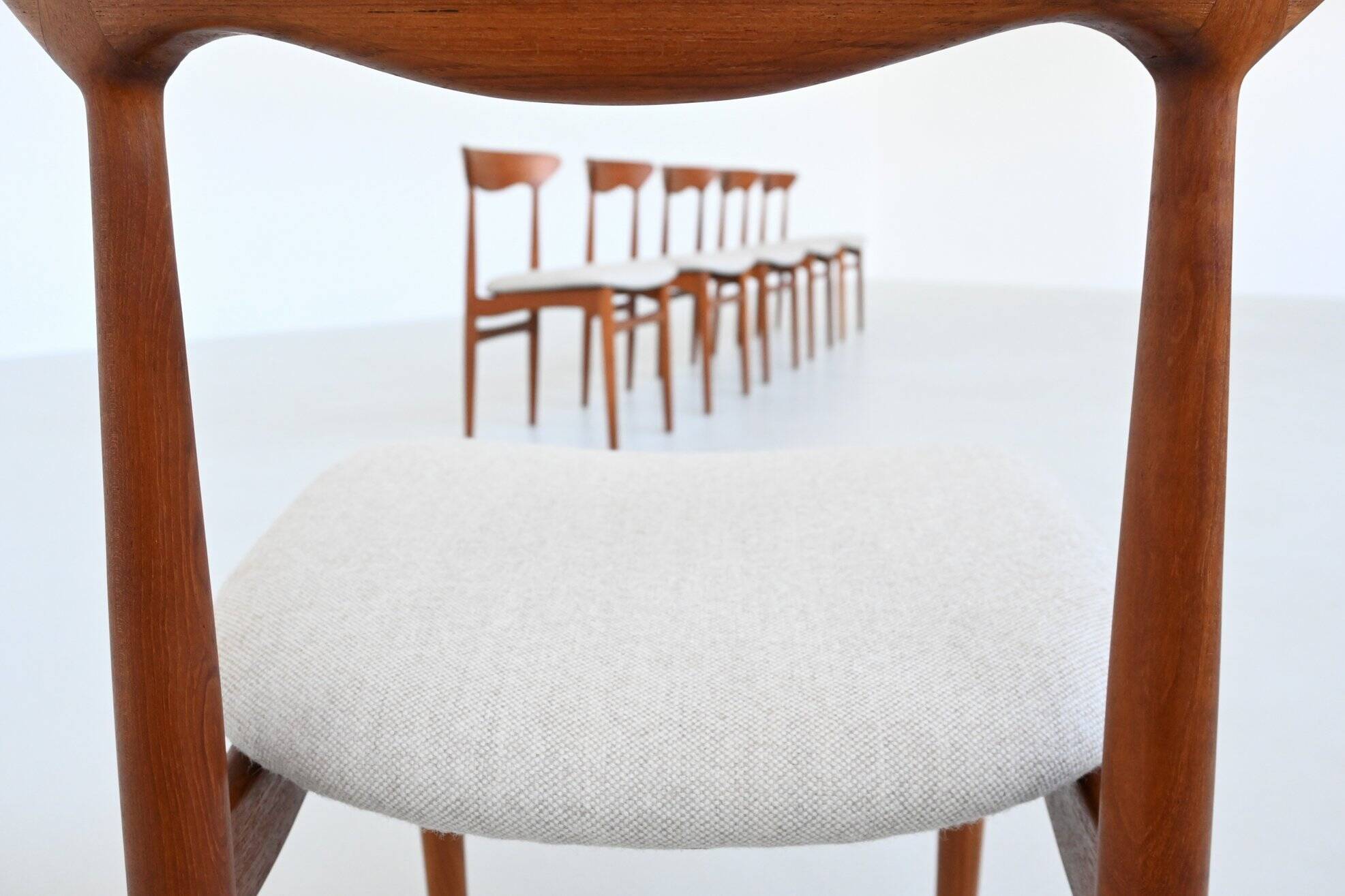 Ensemble de six chaises de salle à manger en teck de Christian Linneberg, Danemark, 1960