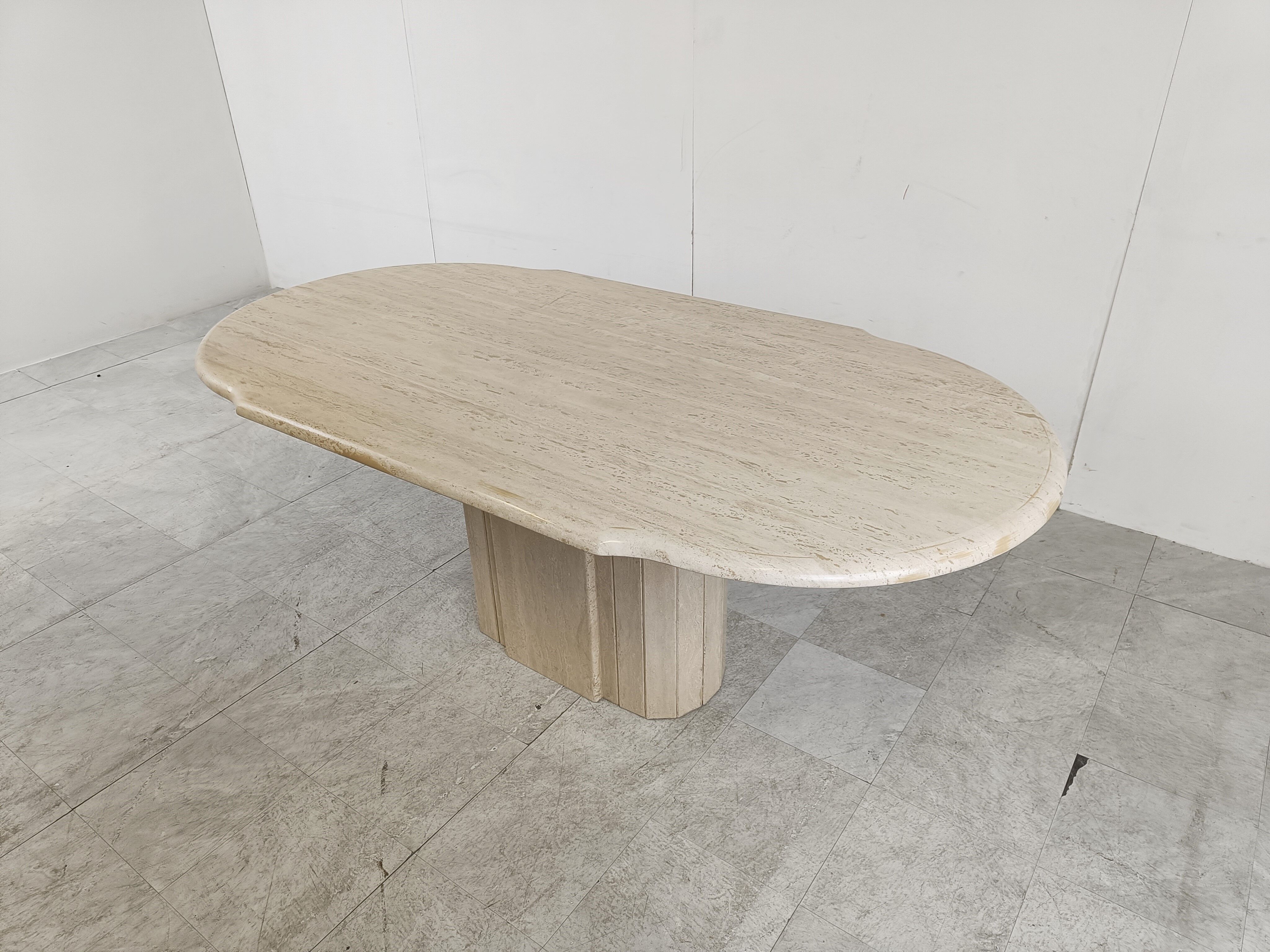 Vintage oval travertine dining table, 1970s
