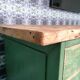 Old wooden garage workbench, industrial vintage.