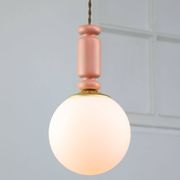 Mid-Century Italian Brass & Opaline Glass Pendant Lamps, Set of 2