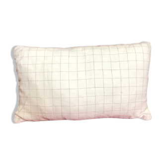 Linen cushion beige pattern with glossy silver piping