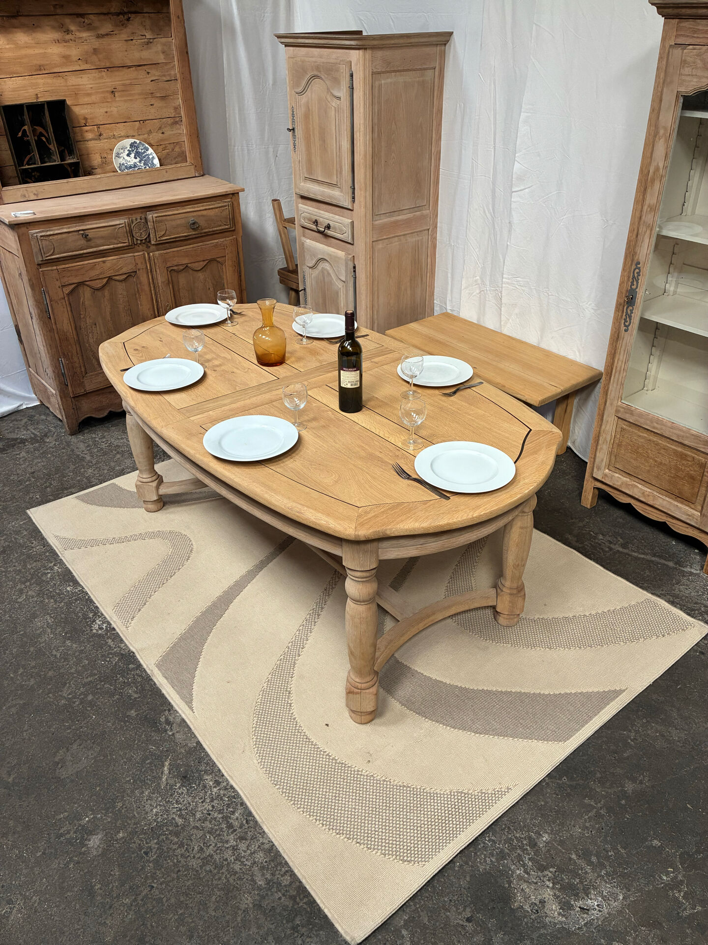 Table de ferme en chêne massif avec rallonges